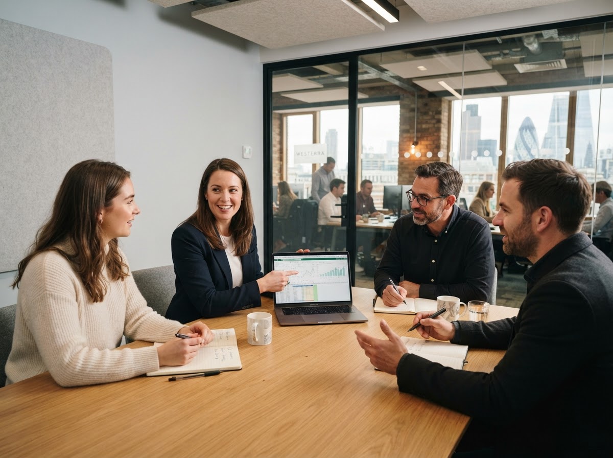 Bexotrade team reviewing analytics on screen